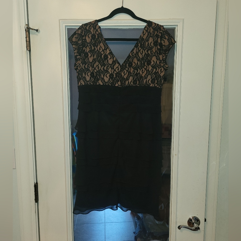Sl fashions little black dress with lace top size 14